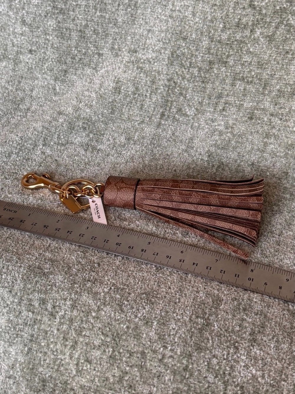 Coach Tassel Bag Charm in Signature Canvas NWT - Gold/Tan/Brown - Picture 4 of 5